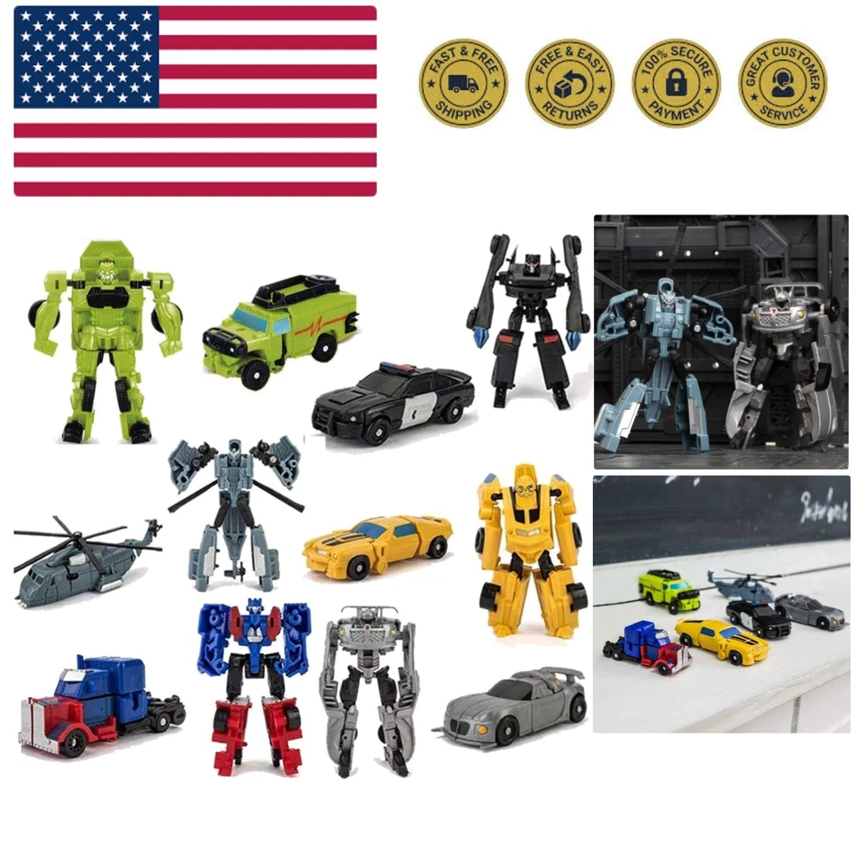 6 Pcs Car Robot Toys Mini Action Figure Deformation for Kids 5 12