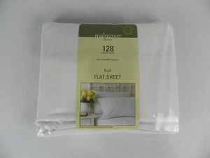 Mainstays komplettes flaches Laken - 128 Fäden Baumwolle/Poly Mischung - weiß - neu im Paket - Bild 1 von 3