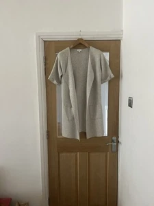 The White Company Open Knitted Cardigan Sz UK 8 Merino Wool & Cotton Grey - Picture 1 of 8