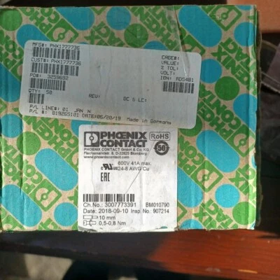 10PC NEW Phoenix PC5/3-ST1-7.62-1777736 Pluggable terminal block 7.62mm 3 ways - Image 1 of 2