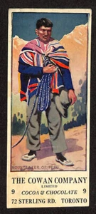 V18 Cowan's People Of The World Cards, 1924, With Coupon, #9 Peru Mountaineer - Picture 1 of 2