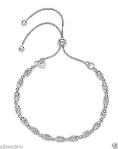 25% OFF 925 HALLMARKED SILVER FACETED SPARKLE ADJUSTABLE FRIENDSHIP BRACELET - Picture 1 of 10