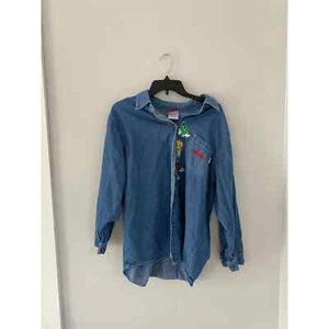 Vtg M&M's Brand Las Vegas Denim Jean Button Up Jacket Embroidered 18/20w Womens - Picture 1 of 9