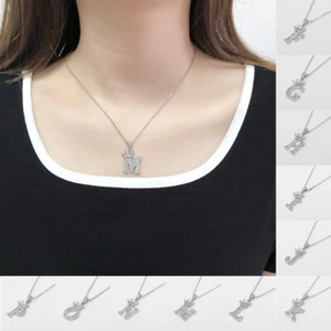 Collar colgante corona letra inicial cristal A-Z mujer moda fiesta joyería - Imagen 1 de 64