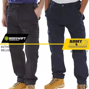 Police Security Guard Combat Cargo Trousers Work Pants Mens 6 Pocket Military - Picture 1 of 3