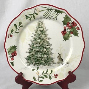 Mejores casas y jardines HERITAGE WINTER FOREST 8.75" Plato de ensalada TREE & BUNNY - Imagen 1 de 9