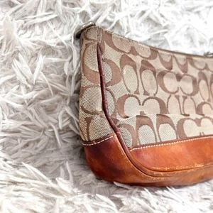 Mini bolso de mano Coach Signature Demi de lona de cuero beige 6094 - Imagen 1 de 7