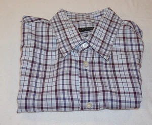Canali Button Shirt Large Hidden Button Point Kragen weinrot kariert Italy Baumwolle - Bild 1 von 11