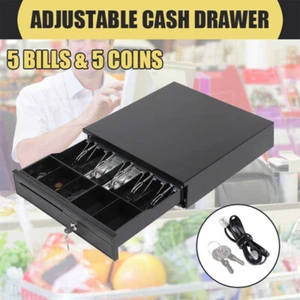 Manual/Electronic Heavy Duty Cash Drawer Cash Register POS 5 Bills 5 Coins Tray - Picture 1 of 12