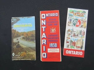 Lote de 3 mapas de carreteras oficiales vintage de Ontario Canadá - B/A, 1950, 1966 - Imagen 1 de 1