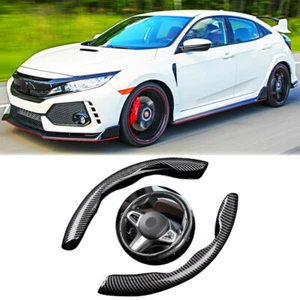 Cubierta de volante de carbono de 15" accesorios antideslizantes para Honda Civic Hatchback - Imagen 1 de 14