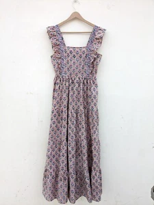 Women's Summer Cotton Dress Block Print Handmade Dress Floral Linen Swing dress - Picture 1 of 10