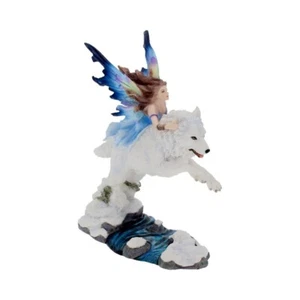 Nemesis Now Free Spirit Figur Fee und weiß Winter Wolf Ornament - Bild 1 von 7
