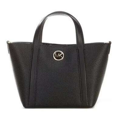 Bolso de Mano Michael Kors Hadleigh Pequeño Cuero Doble Asa Color Negro/DoradoNuevo Foto 1 de 4