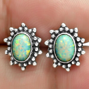 Fire Opal Stud 925 Sterling Silver Earrings Jewelry