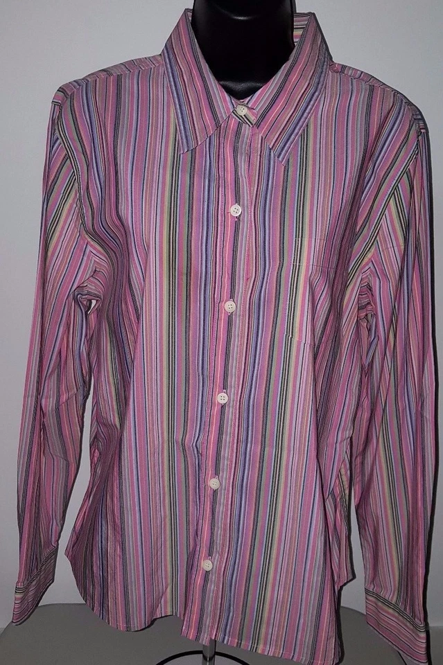 Camisa Top Blusa Villager Liz Claiborne Mujer Talla 16 Multicolor Rayas Foto 1 de 3