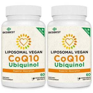 1000mg Liposomal CoQ10 Ubiquinol, 120 Vegan Softgels, High Absorption Ubiquin... - Picture 1 of 8
