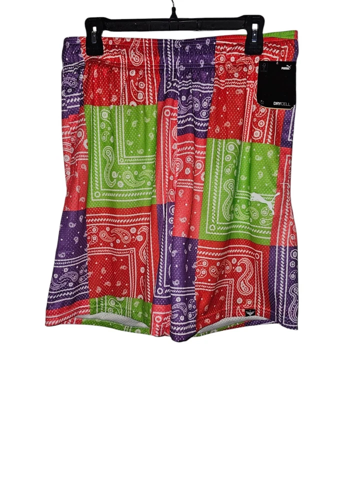 Puma LaMelo Paisley All Over Print Mesh Basketball Shorts Men's Large 537101-01