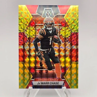 2023 Panini Mosaic #43 Ja'Marr Chase Red & Yellow Mosaic /80 - Image 1 of 2