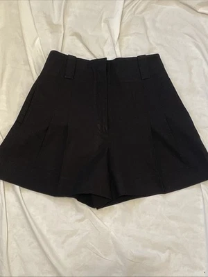 Pantalones cortos plisados negros de cintura alta para mujer A.L.C Andrea Lieberman talla 6 de lino Foto 1 de 4