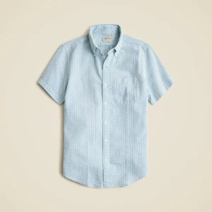 J. Crew Men's Short-Sleeve Yarn-Dyed Seersucker Shirt Striped $90 NEW M - Picture 1 of 2