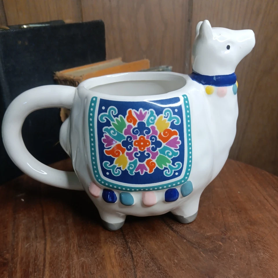 Taza de café con figura de llama de cerámica pintada a mano taza de bebidas calientes decoración de animales Foto 1 de 4