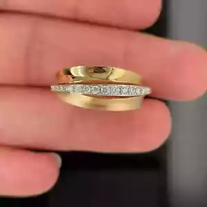 Damen Verlobungsring 14K Gelbgold vergoldet 1Ct Rundschliff Lab Created Diamant - Bild 1 von 5