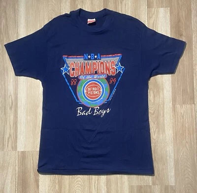 Vintage 1989 Detroit Pistons Bad Boys World Champs of The World Shirt Size XL - Image 1 of 4