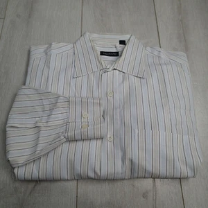 Valentino Men's Blue white brown Stripe Long Sleeve Button Down Shirt Size 41 16 - Picture 1 of 12