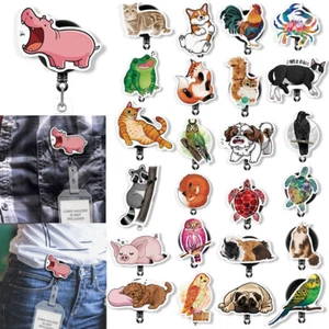 Animal Retractable ID Name Card Key Tag Badge Reel Holder Alligator Swivel Clip - Picture 1 of 135