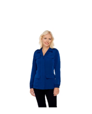 Joan Rivers Chaqueta Sedosa Mujer Estilo Safari con Mangas Largas AZUL TALLA 10 Foto 1 de 2