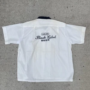 VTG 70s Advertising Rayon Bowling Shirt Carling Black Label Beer L/XL - Picture 1 of 8