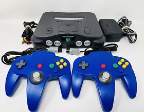 Nintendo 64 N64 System Game Console Bundle Lot 2 NEW Controllers, Cleaned Tested