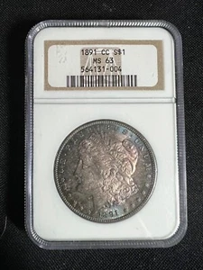 1891-CC $1 Morgan Silver Dollar NGC MS63 -- Beautifully Toned Gem! - Picture 1 of 7