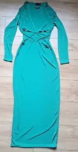 Maxi vestido largo para mujer Asos Design verde Reino Unido talla 10 manga larga brillante - Imagen 1 de 4