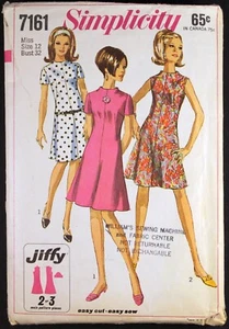 De Colección 1967 Simplicity 7161 Vestidos Patrón Talla 12 Busto Corte 32 - Imagen 1 de 2