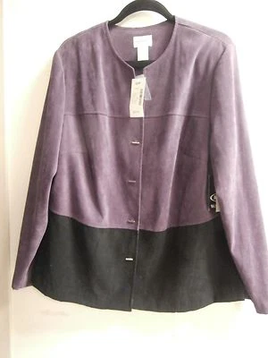 CHAQUETA 16W de gamuza sintética negra/frambuesa Bug de moda nueva con etiquetas Foto 1 de 3