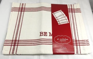 St Nicholas Square Christmas Placemats Red White Lot of 4 New 13" x 18" Cotton - Picture 1 of 12
