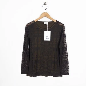 WRAP London Poetry Olive Green Embroidered Top with Linen - Size 10 NEW - Picture 1 of 10