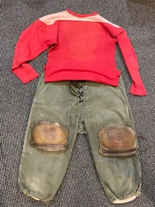 1930'S FOOTBALL UNIFORM CAYUGA TREMAN KING ATHLETICS KNEEPADS PANTS JERSEY - Picture 1 of 12