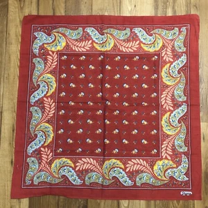 Vintage Les Olivades French Provence Paisley Scarf 30” Square RED Made in France - Picture 1 of 8