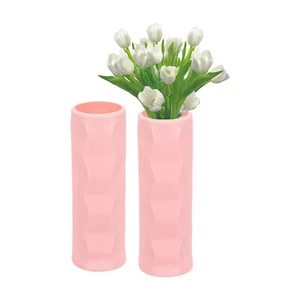 Flower Vases, 2pcs Stylish Flower Vases for Bouquet Plastic Flower Vase, Pink - Picture 1 of 7