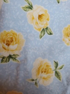 Sewing Fabric Blue Yellow Rose "Sweet Dreams" Flannel Robert Kaufman 44x45" 1yd+ - Image 1 of 4