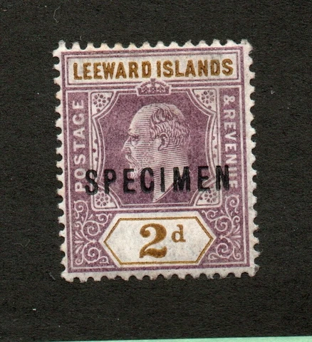 Leeward Islands - SG# 22 MLH / wmk crown CA/ SPECIMEN Ovpt    -    Lot 0423024 Cover