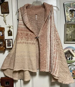 Free People In Your Arms Swing Blanket Cardigan Vest Muted Rose M-as is - Picture 1 of 24