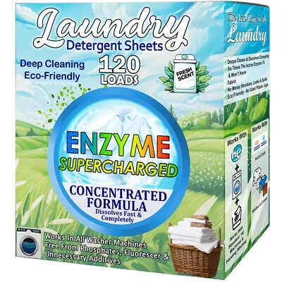 Laundry Detergent Sheets (120 Loads) Eco-Friendly Hypoallergenic & Enzyme-Base - Image 1 of 4