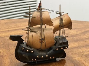 Vintage Wooden Viking Sail Boat Table Lamp - Picture 1 of 4