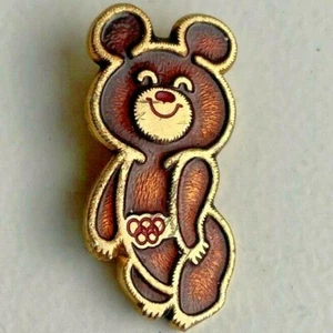 Prendedor de solapa esmaltado ruso olímpico mascota misha oso misha de los Juegos Olímpicos de Moscú 1980 - Imagen 1 de 12