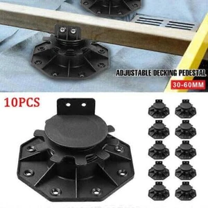 10 Pack Adjustable Decking Pedestal 30-60mm Floor Keel Support DIY Roof Garden - Picture 1 of 11