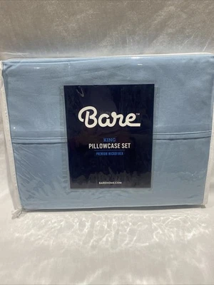Juego de funda de almohada de microfibra Bare Light Blue King Premium nuevo con etiquetas Foto 1 de 4